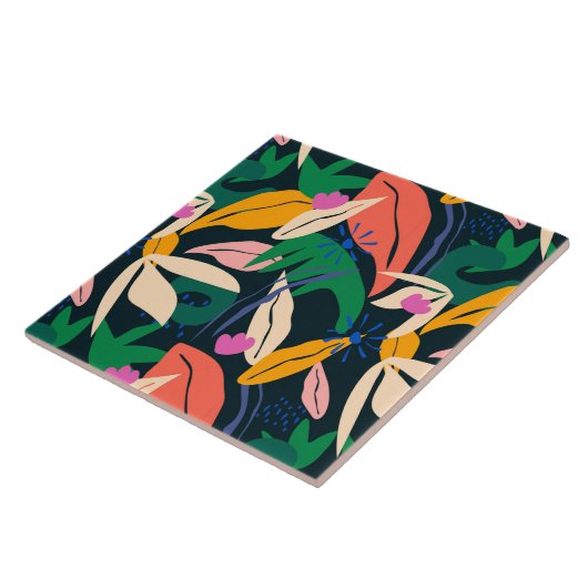 Farbenfrohe Blattmuster, lebhaft Fliese (Seite)