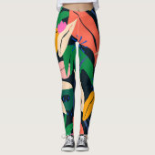 Farbenfrohe Blattmuster, lebhaft Leggings (Vorderseite)