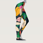 Farbenfrohe Blattmuster, lebhaft Leggings (Rechts)