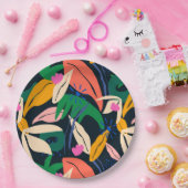 Farbenfrohe Blattmuster, lebhaft Pappteller (Party)