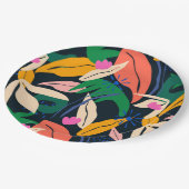 Farbenfrohe Blattmuster, lebhaft Pappteller (Schrägansicht)