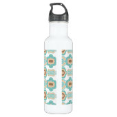 Farbenfrohe blau-bräunliche/braune Medaille Edelstahlflasche (Rückseite)