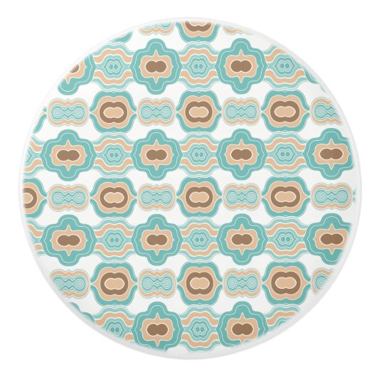 Farbenfrohe blau-bräunliche/braune Medaille Keramikknauf (Vorderseite)