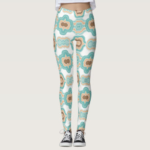 farbenfrohe blau/bräunliche/braune Medaille Leggings
