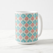 Farbenfrohe Blau-Rosa-Ornament Weihnachten Tasse (VorderseiteRechts)