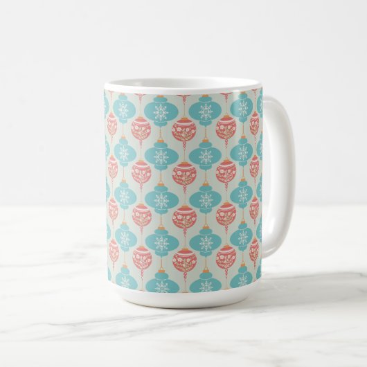 Farbenfrohe Blau-Rosa-Ornament Weihnachten Tasse (VorderseiteRechts)