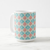 Farbenfrohe Blau-Rosa-Ornament Weihnachten Tasse (Vorderseite Links)