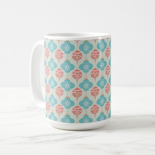 Farbenfrohe Blau-Rosa-Ornament Weihnachten Tasse (Vorderseite Links)