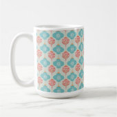 Farbenfrohe Blau-Rosa-Ornament Weihnachten Tasse (Links)