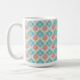 Farbenfrohe Blau-Rosa-Ornament Weihnachten Tasse