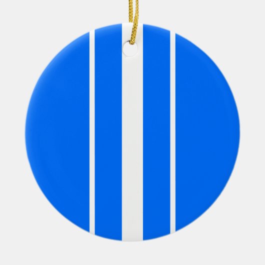 Farbenfrohe, blau-senkrechte Streifen Keramik Ornament (Vorne)