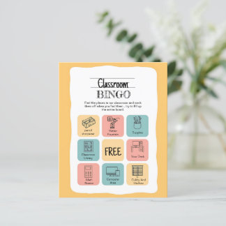 Farbenfrohe Blau- und Gelbtöne ✏️ Bingokarte 🏫