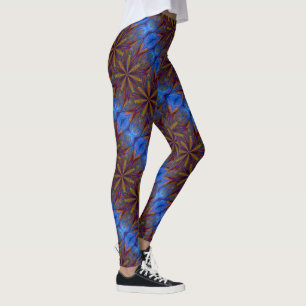 Farbenfrohe Blau- und Gold-Abstrakte Muster Leggings
