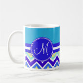 Farbenfrohe blaue Azoren und Zickzack Zig Zags Kaffeetasse (Links)