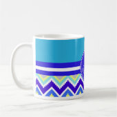 Farbenfrohe blaue Azoren und Zickzack Zig Zags Kaffeetasse (Links)
