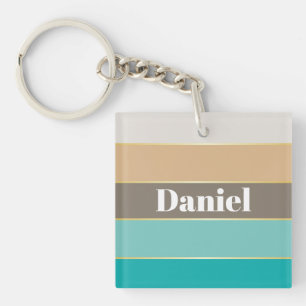 Farbenfrohe, blaue Beige Personalisierte Farbstrei Schlüsselanhänger