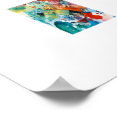 Farbenfrohe Blaue Diamant Abstrakte Doodle Art Poster (Ecke)