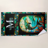 Farbenfrohe blaue Dolphin-Optik aus festem Glas Strandtuch (Vorderseite)