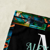 Farbenfrohe blaue Dolphin-Optik aus festem Glas Strandtuch (Beispiel)