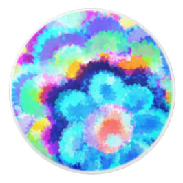 Farbenfrohe blaue Flora Wasserfarben Keramikknauf