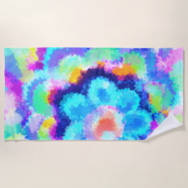 Farbenfrohe blaue Flora Wasserfarben Strandtuch