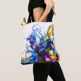 Farbenfrohe blaue Gold Abstrakte Marmorkunst Tasche