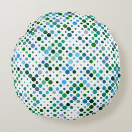 Farbenfrohe, blaue, grüne und Lavendel Lila Punkte Rundes Kissen