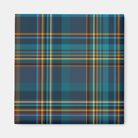 Farbenfrohe blaue Karierte Muster Magnet (Vorne)