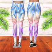 Farbenfrohe Blaue Lila Abstrakte Musikwelle Leggings