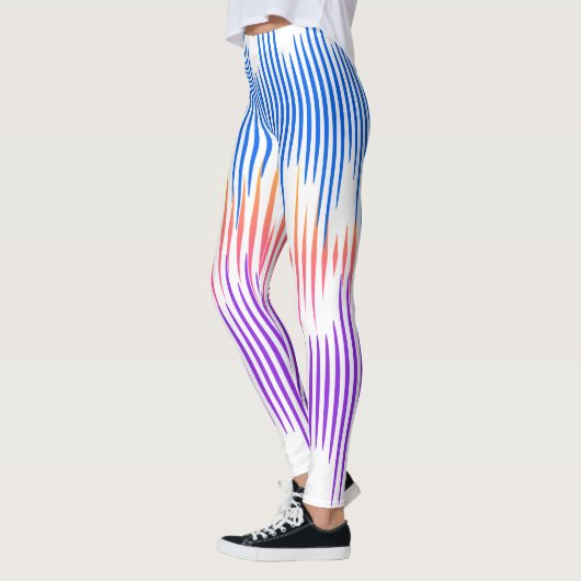 Farbenfrohe Blaue Lila Abstrakte Musikwelle Leggings (Links)