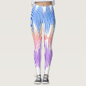 Farbenfrohe Blaue Lila Abstrakte Musikwelle Leggings (Vorderseite)