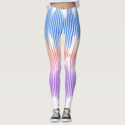 Farbenfrohe Blaue Lila Abstrakte Musikwelle Leggings (Vorderseite)