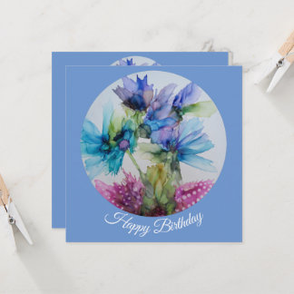 Farbenfrohe blaue Lila rosa grüne Blumenkunst