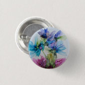 Farbenfrohe blaue Lila rosa grüne Blumenkunst Button (Vorne & Hinten)
