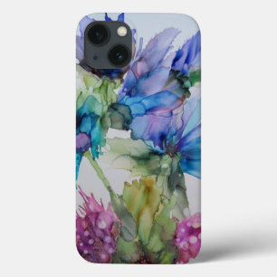 Farbenfrohe blaue Lila rosa grüne Blumenkunst Case-Mate iPhone Hülle