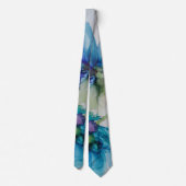 Farbenfrohe blaue Lila rosa grüne Blumenkunst Krawatte (Rückseite)