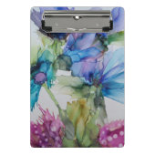 Farbenfrohe blaue Lila rosa grüne Blumenkunst Mini Klemmbrett (Vorderseite)
