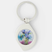 Farbenfrohe blaue Lila rosa grüne Blumenkunst