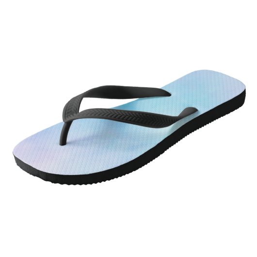 Farbenfrohe blaue Lila Wellenpaare von Flip Flops Badesandalen (Schrägansicht)