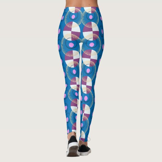 Farbenfrohe blaue Nucleus-Muster Leggings (Rückseite)