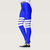 Farbenfrohe blaue Retro Streifen Streifen Streifen Leggings (Links)