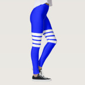 Farbenfrohe blaue Retro Streifen Streifen Streifen Leggings (Rechts)