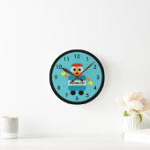 Farbenfrohe blaue Roboter - Acrylmauer Runde Wanduhr (Zuhause)