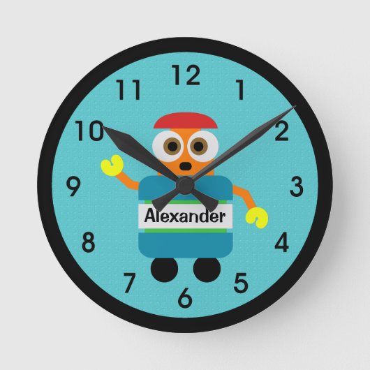 Farbenfrohe blaue Roboter - Acrylmauer Runde Wanduhr (Vorderseite)