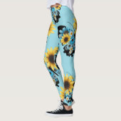 Farbenfrohe blaue Schmetterlingsmuster Leggings (Links)