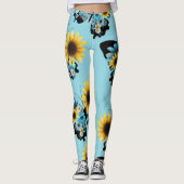 Farbenfrohe blaue Schmetterlingsmuster Leggings (Vorderseite)
