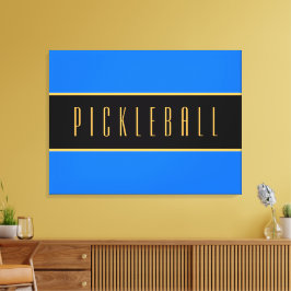 Farbenfrohe, blaue, schwarze PICKLEBALL Streifen Leinwanddruck