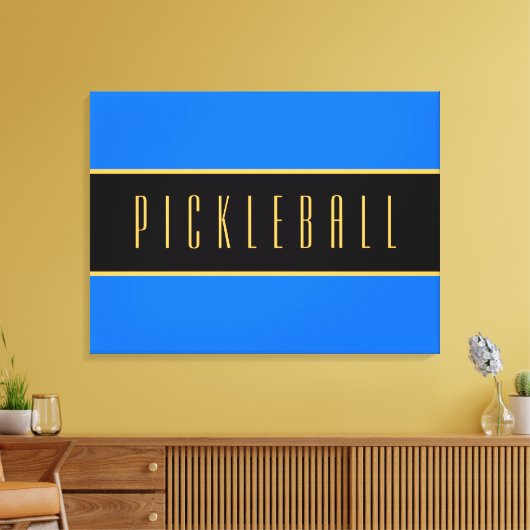 Farbenfrohe, blaue, schwarze PICKLEBALL Streifen Leinwanddruck (Insitu (Wohnzimmer))