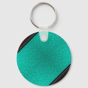 Farbenfrohe blaue Stickerei Diagonalleder Streifen Schlüsselanhänger