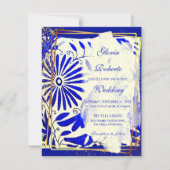 Farbenfrohe blaue Talavera mexikanische Hochzeit Einladung (Vorderseite)